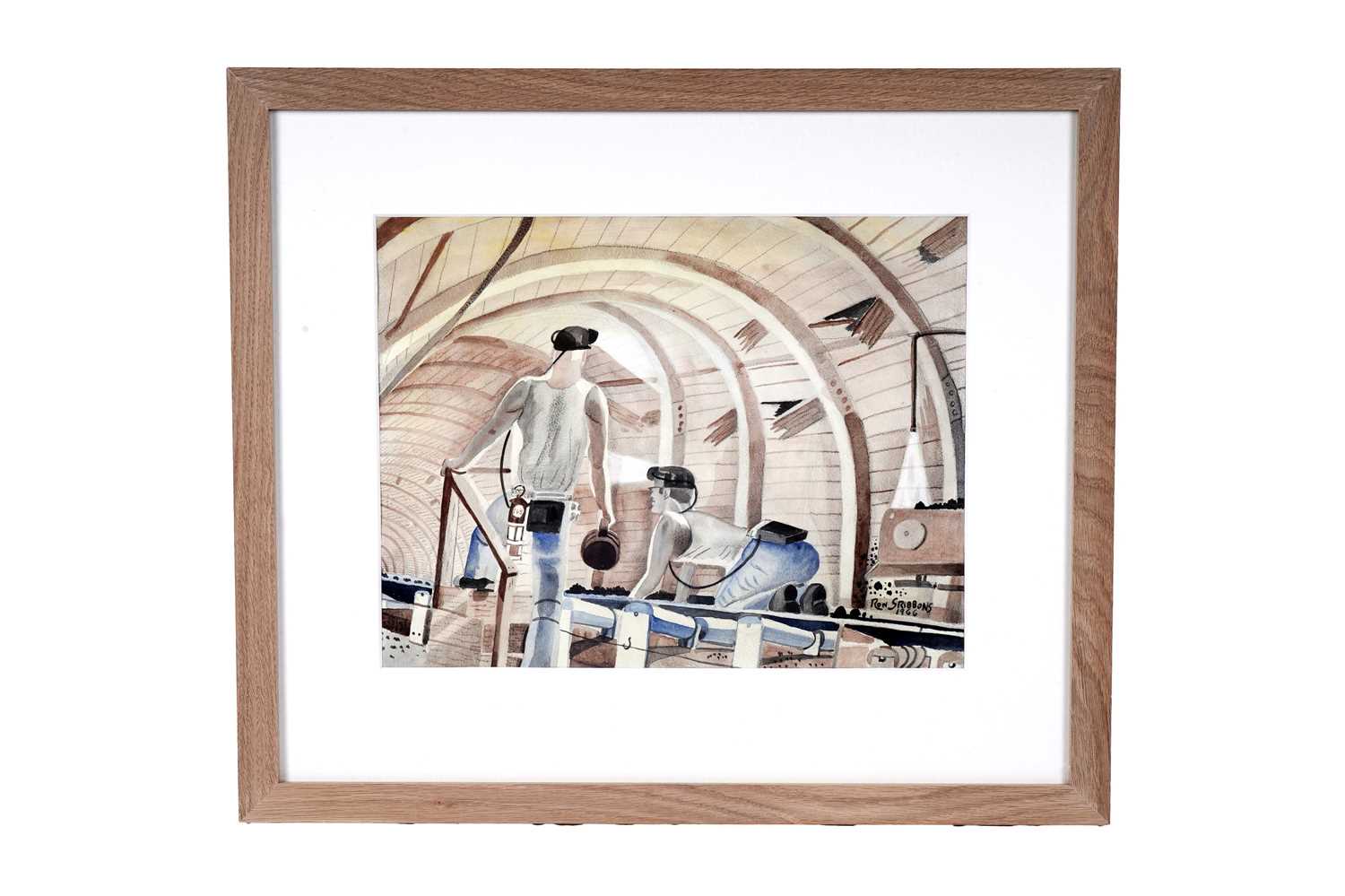 Lot 44 - Ron Gribbons - Looking Down the Shaft | watercolour