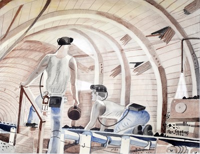 Lot 44 - Ron Gribbons - Looking Down the Shaft | watercolour
