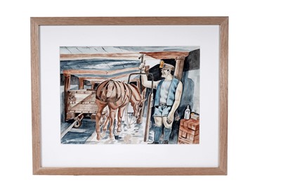Lot 40 - Ron Gribbons - A Break for the Pit Pony | watercolour
