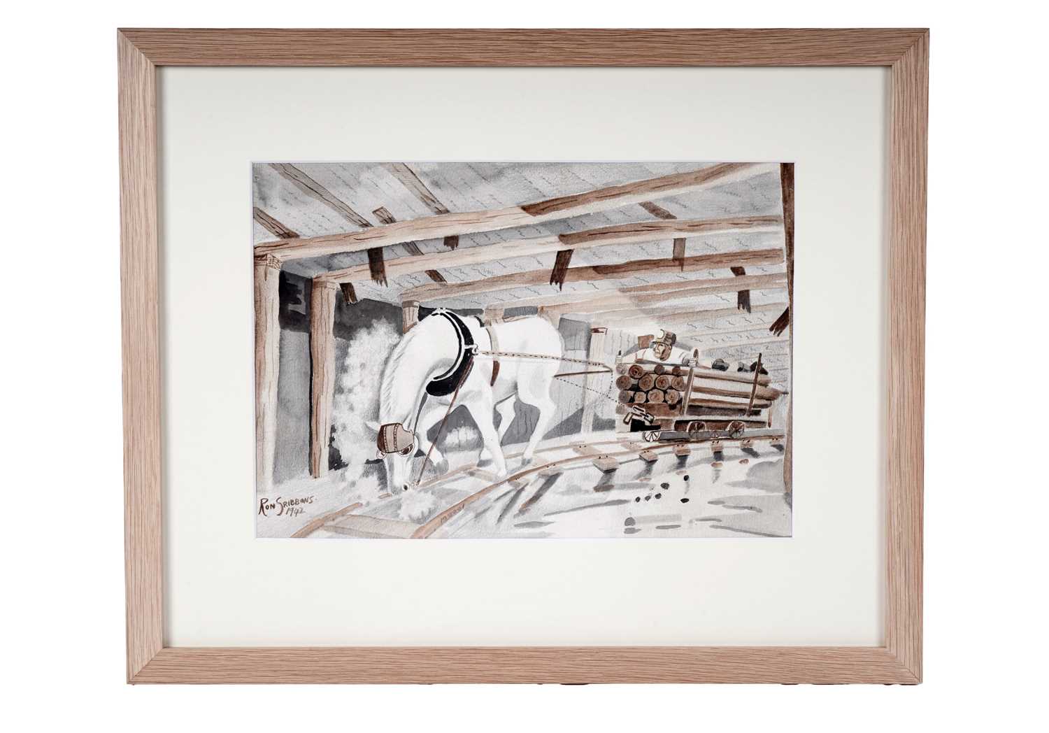 Lot 43 - Ron Gribbons - Horse-Drawn Pit Props | watercolour