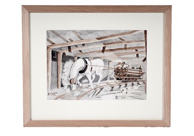 Lot 43 - Ron Gribbons - Horse-Drawn Pit Props | watercolour