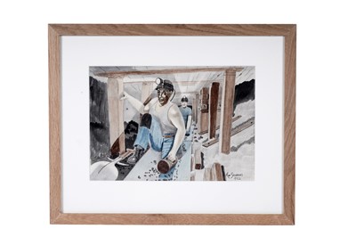 Lot 46 - Ron Gribbons - Placing the Pit Props | watercolour
