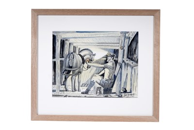 Lot 45 - Ron Gribbons - Lunch Break | watercolour and ink