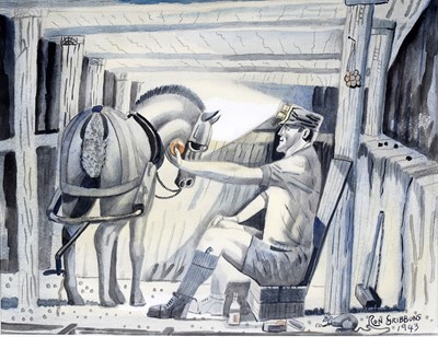 Lot 45 - Ron Gribbons - Lunch Break | watercolour and ink