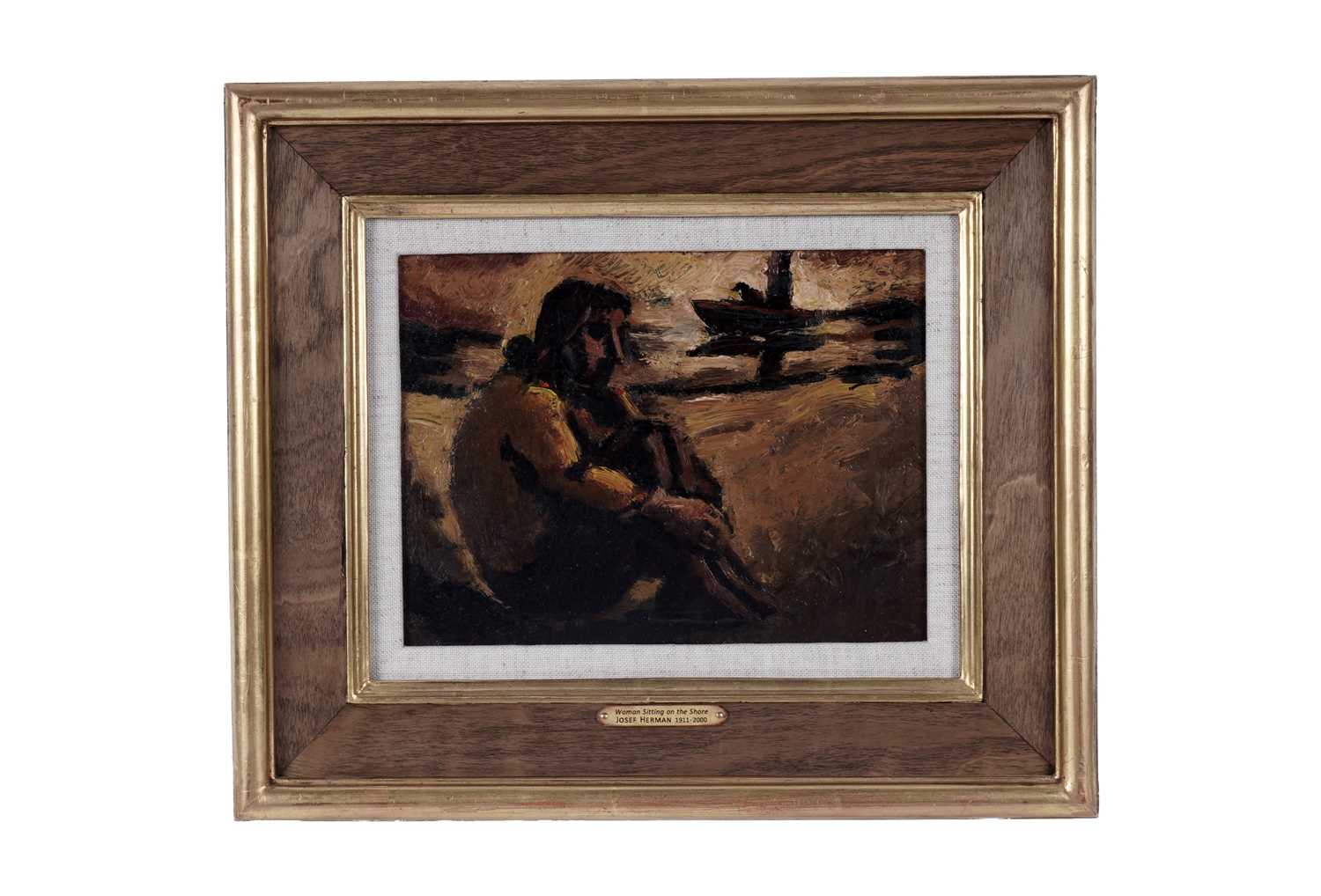 Lot 209 - Josef Herman - Woman Sitting on the Shore | oil