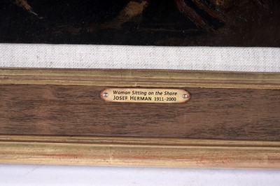 Lot 209 - Josef Herman - Woman Sitting on the Shore | oil