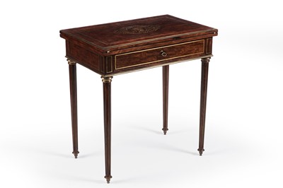Lot 604 - A French Empire-style mahogany and brass inlaid metamorphic combination table