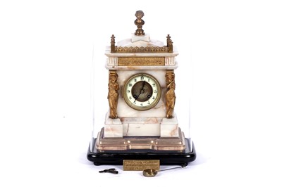 Lot 537 - Samuel Marti: a late 19th Century ormolu mounted onyx 8-day mantel clock, in dome
