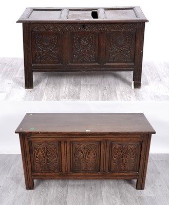 Lot 58 - An 18th Century and later oak coffer; and a beech coffer