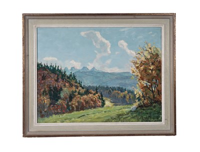 Lot 547 - *. Runge - Mountainous landscape with trees | oil
