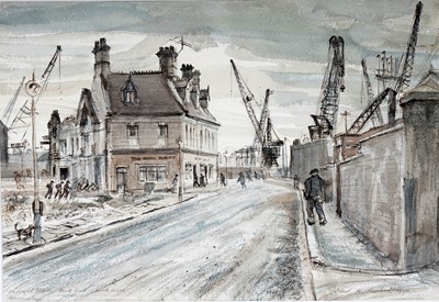 Lot 28 - Albert Henry Herbert - The Royal Albert Dock, Dock Road, North Shields | watercolour