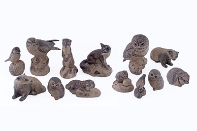 Lot 350 - A collection of thirteen Poole stoneware pottery animal figures