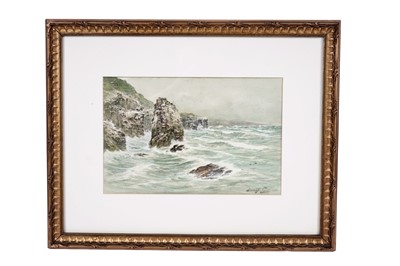 Lot 1688 - Thomas Swift Hutton - Coastal monolith, stormy afternoon | watercolour