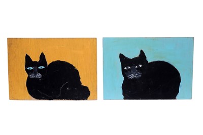 Lot 136 - Earl Swanigan - Cats, on yellow and blue | acrylic