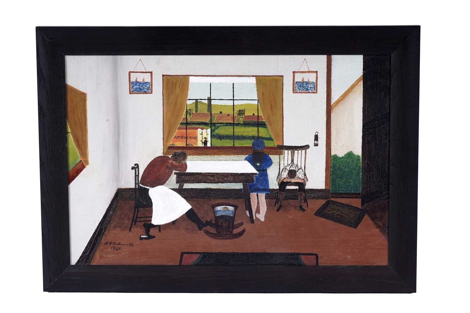 Lot 13 - A. E. Ashworth - A family tragedy | oil