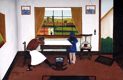 Lot 13 - A. E. Ashworth - A family tragedy | oil