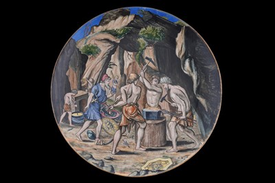 Lot 398 - A large painted charger