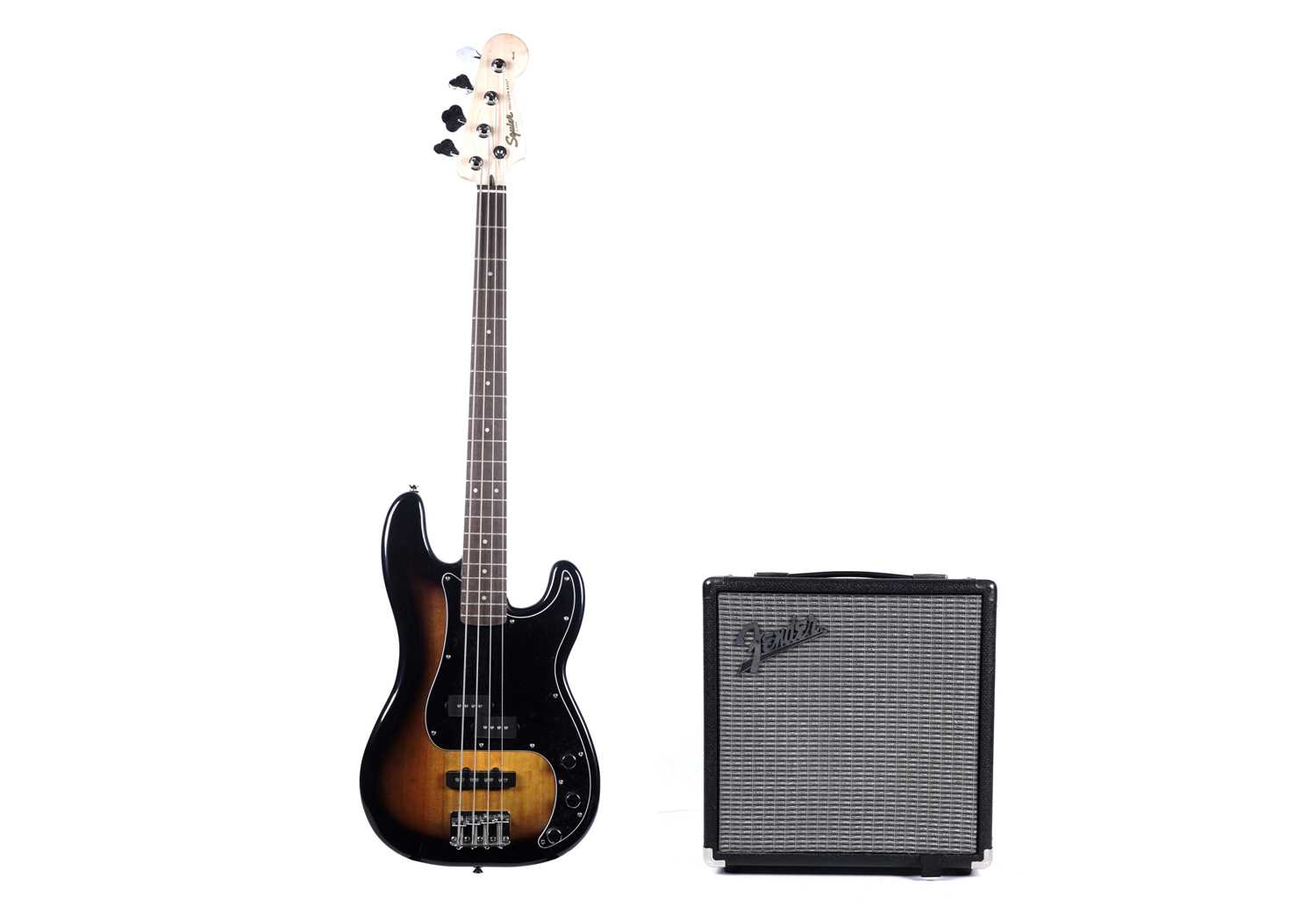 Lot 79 - A Squier Precision bass; and a Fender Rumble amplifier