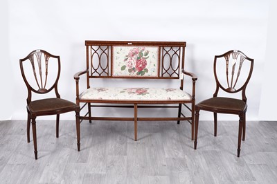 Lot 20 - An Edwardian settee; and a pair of early 20th Century Georgian revival chairs