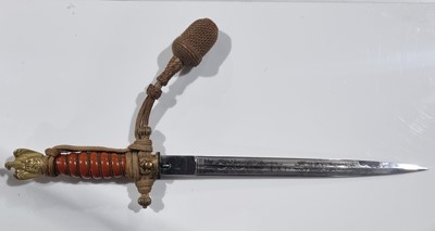 Lot 1196 - A German Second World War Kriegsmarine dress dagger with hangers and belt
