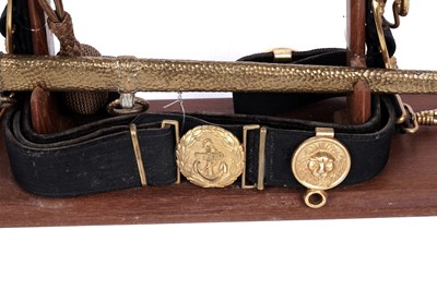 Lot 1196 - A German Second World War Kriegsmarine dress dagger with hangers and belt