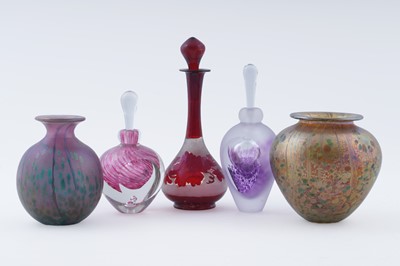 Lot 399 - Studio glass vases; and other glassware