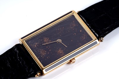 Lot 409 - A 1980s Dupont Laque de Chine gold plated wristwatch