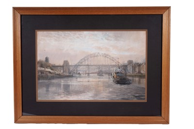 Lot 522 - Walter Holmes - River Tyne looking west | pastel