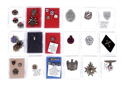 Lot 873 - A selection of German mainly Second World War badges, pins and other items