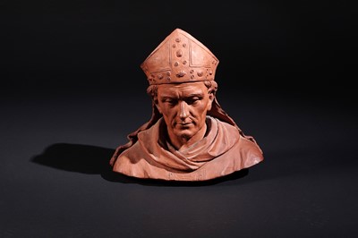 Lot 474 - A late 19th Century terracotta bust of a Cardinal