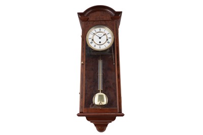 Lot 150 - Comitti of London: a inlaid burr walnut and walnut musical 8-day wall clock