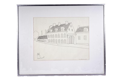 Lot 540 - Stig Claesson - Industrial buildings with a cat | pen