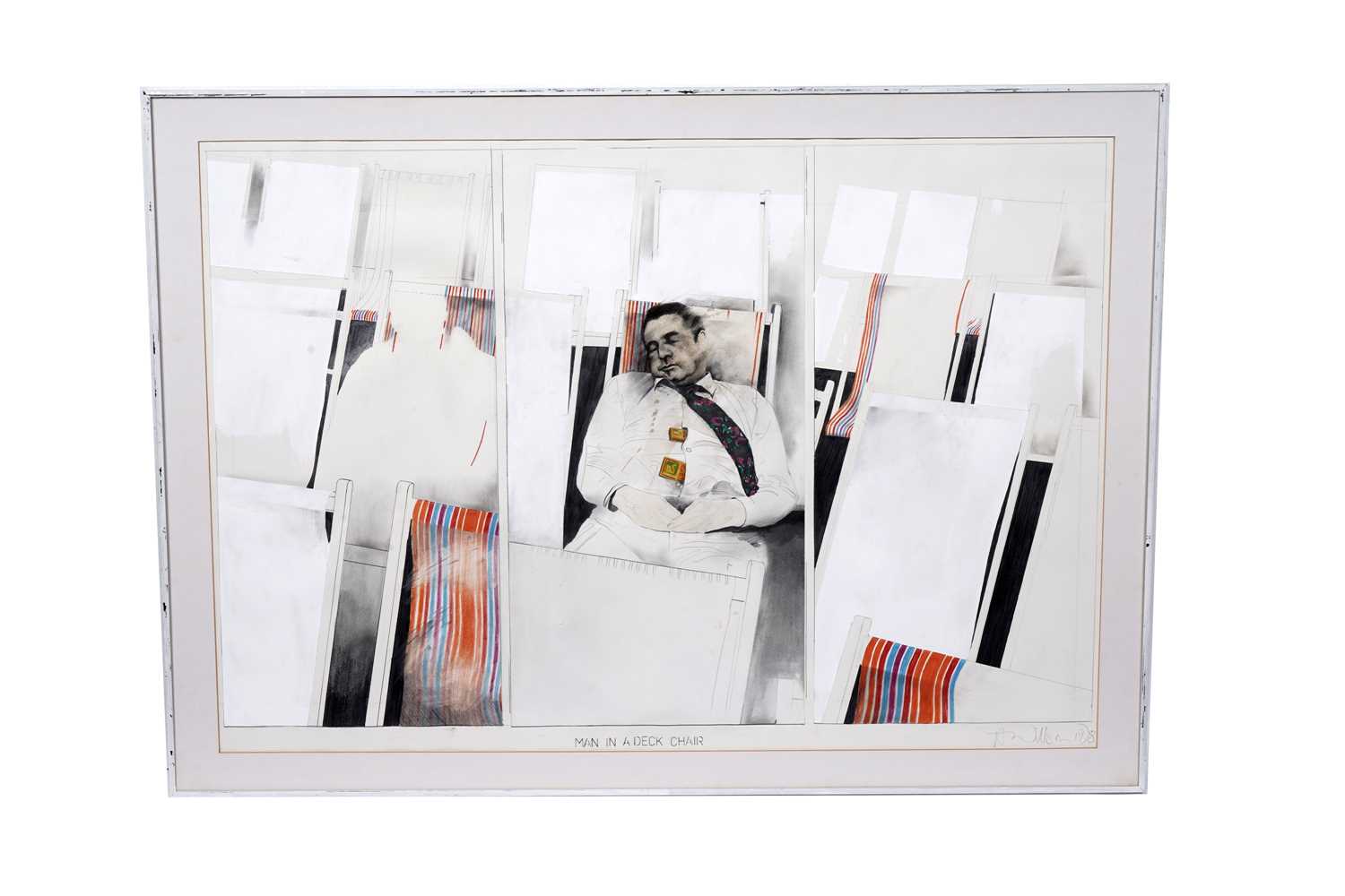 Lot 504 - Terry Wilson - Man in a Deck Chair | mixed media