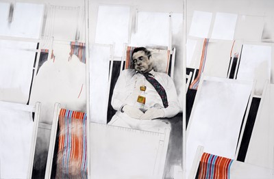 Lot 504 - Terry Wilson - Man in a Deck Chair | mixed media