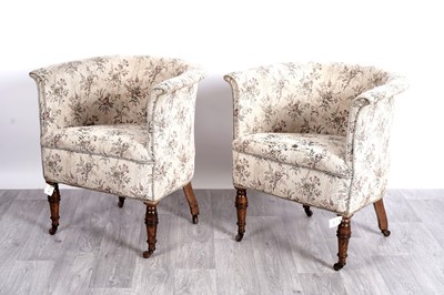Lot 27 - A pair of early 20th Century tub armchairs