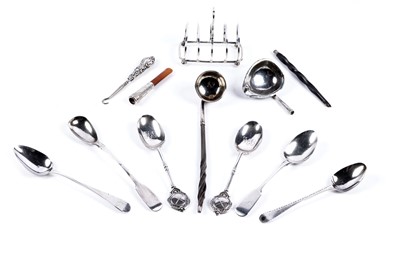 Lot 489 - Georgian and later silver including a toddy ladle