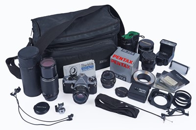 Lot 383 - A Pentax ME Super camera; and accessories
