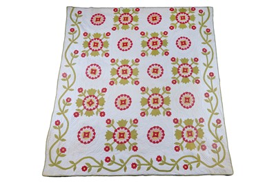 Lot 534 - A mid-19th Century American "Whig Rose" applique quilt | MRE 1848