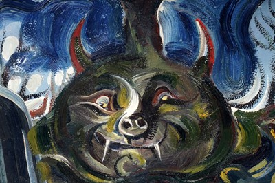 Lot 66 - Antoni Sulek - Creature by the tree | oil