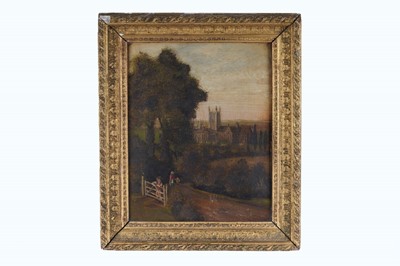 Lot 189 - 19th Century British School - Landscape with a church and a woodland path | oil