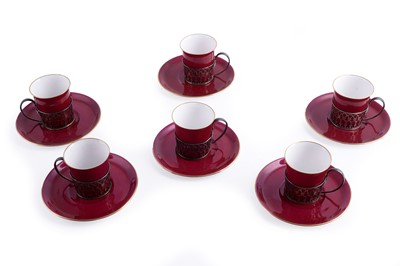 Lot 431 - A set of six Shelley coffee cans