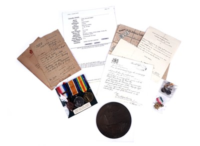 Lot 660 - A First World War Mons medal trio with commemorative plaque