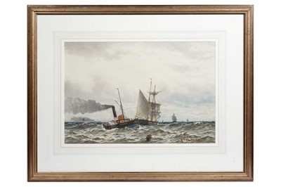 Lot 173 - William Thomas Nichols Boyce – Steam tug and ship setting out | watercolour