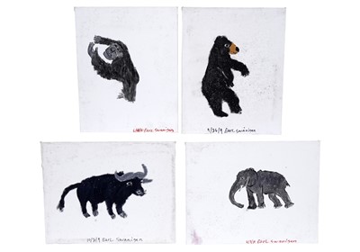 Lot 141 - Earl Swanigan - Gorilla, Elephant, Water Buffalo, Bear | acrylics