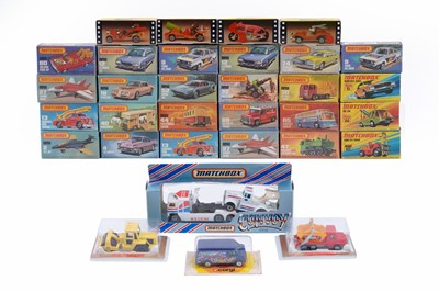 Lot 547 - A collection of Matchbox diecast vehicles; and three toy cars by Corgi and Majorette