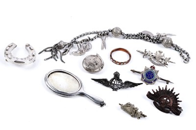 Lot 260 - Jewellery including: a charm bracelet; and sweetheart brooches