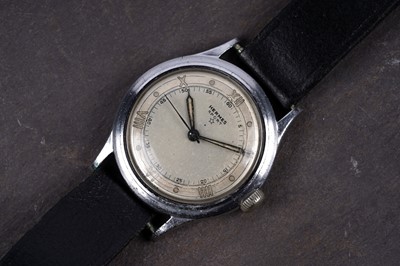 Lot 418 - A late 1940's Hermes Sport stainless-steel wristwatch