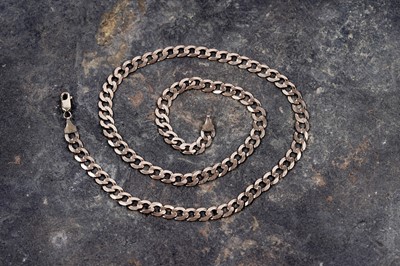 Lot 263 - A 9ct gold flat curb link necklace