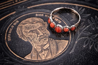 Lot 268 - A Georgian coral five-stone ring