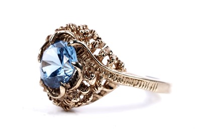 Lot 269 - A 1970's Rococo Revival blue spinel dress ring